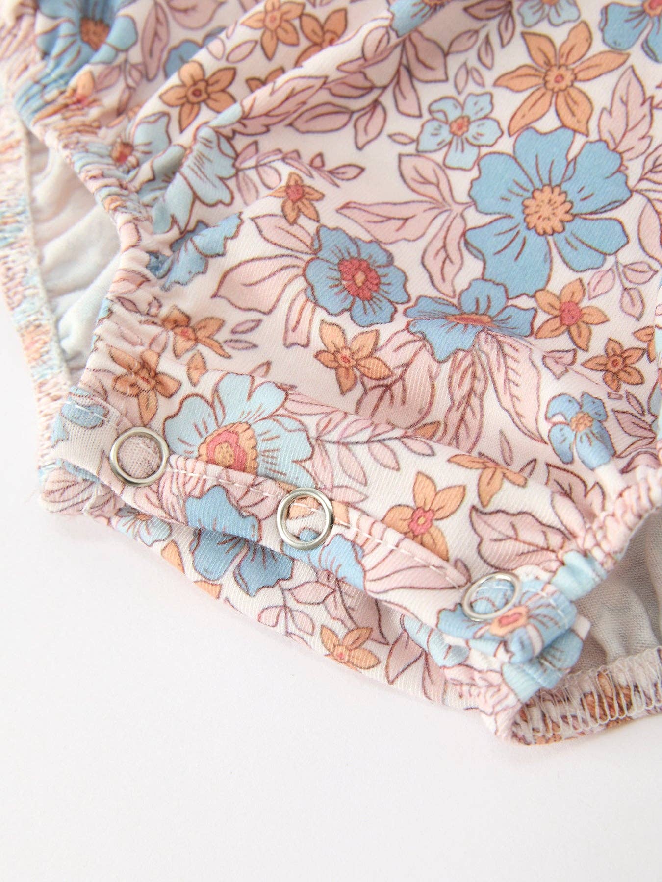Rylee Faith Designs - Fall Floral Baby Romper Smocked Ruffle Neck Bow