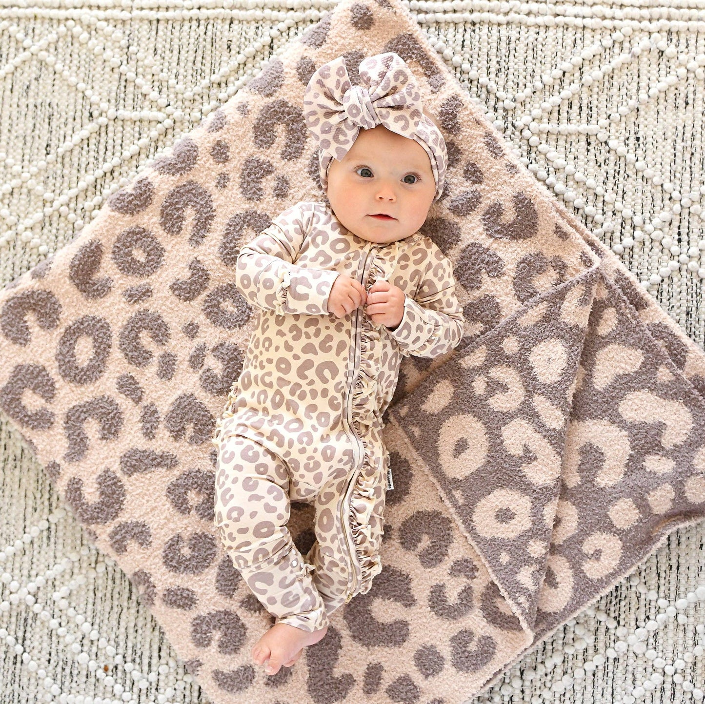 Gigi and Max - Amari Leopard RUFFLE ZIP Bamboo One Piece Baby Outfit