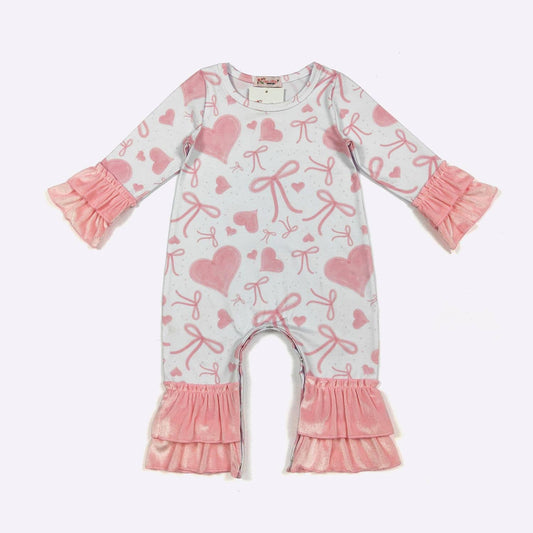 Pink Velvet Heart Baby Romper