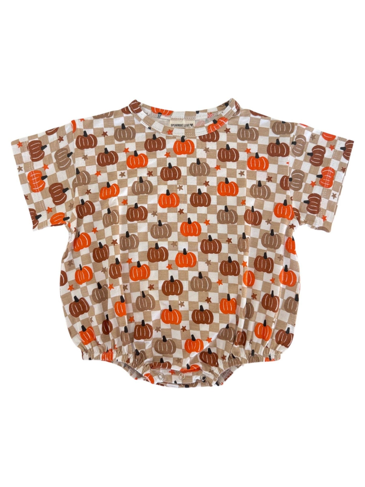 SpearmintLOVE - T-Shirt Bubble, Pumpkin Checkerboard