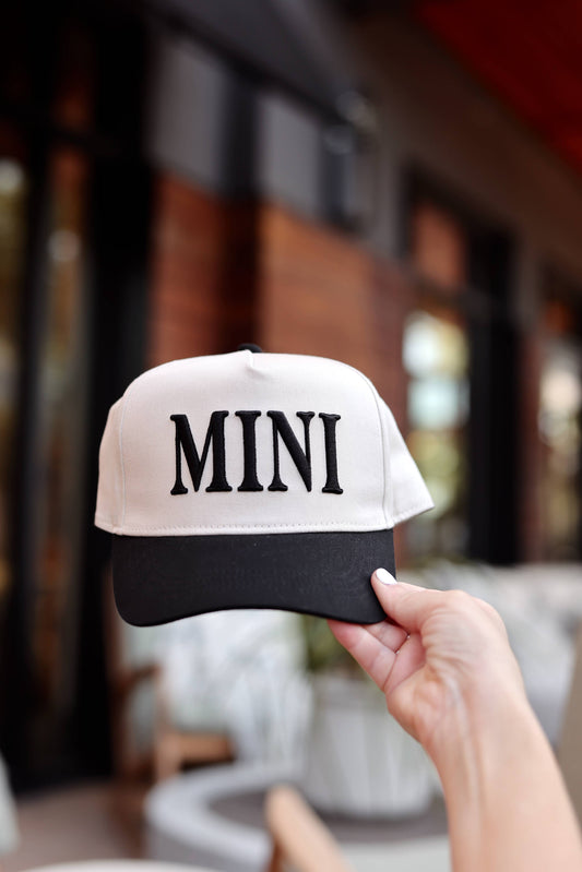 Mini (Youth) 3D Embroidery - Natural/Black Trucker Hat