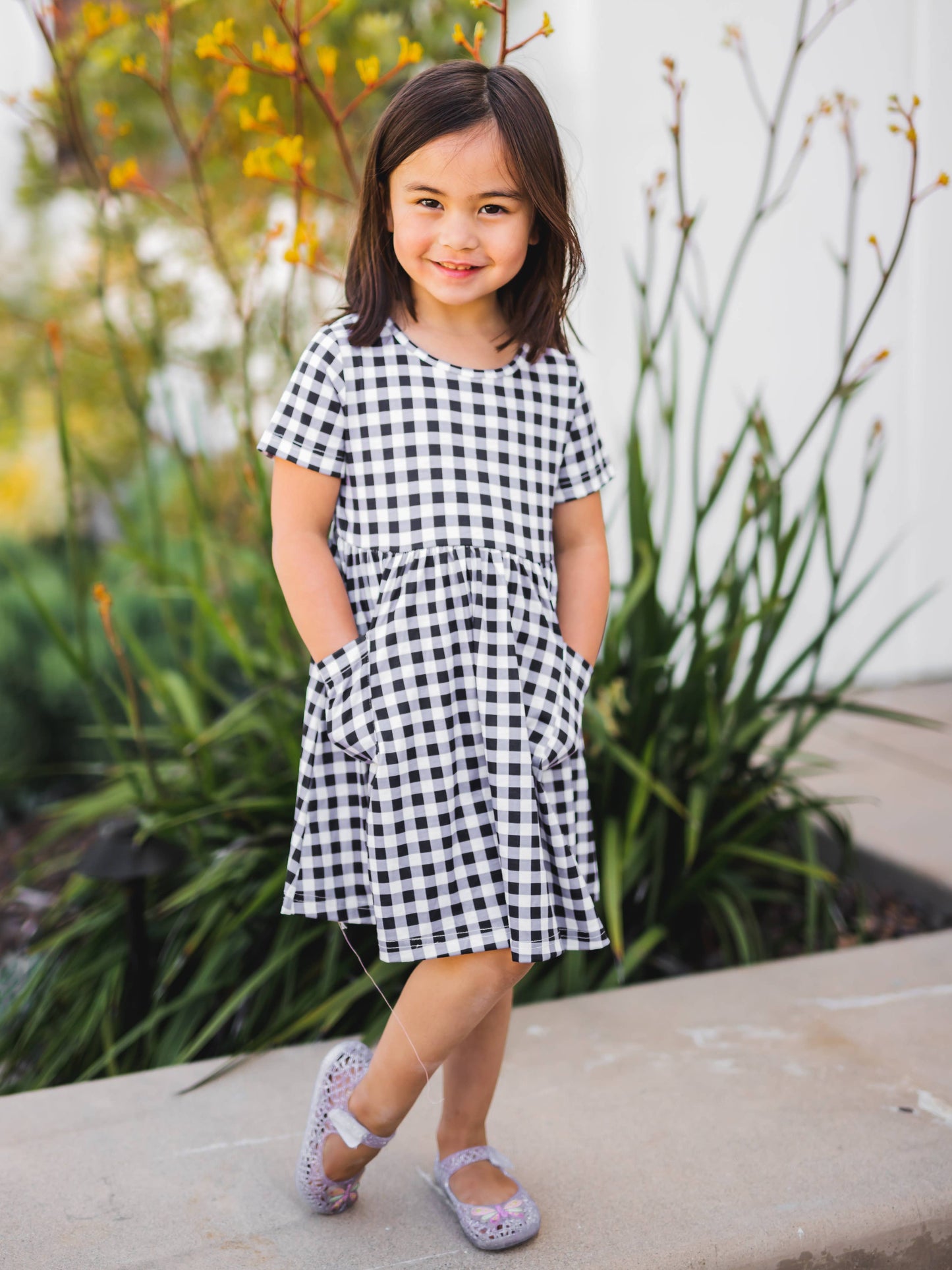 Gingham Girls Pocket Dress