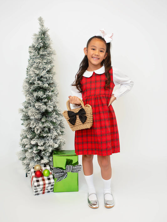 The Hair Bow Company - Classic Red Plaid Peter Pan Dress: Christmas 2025