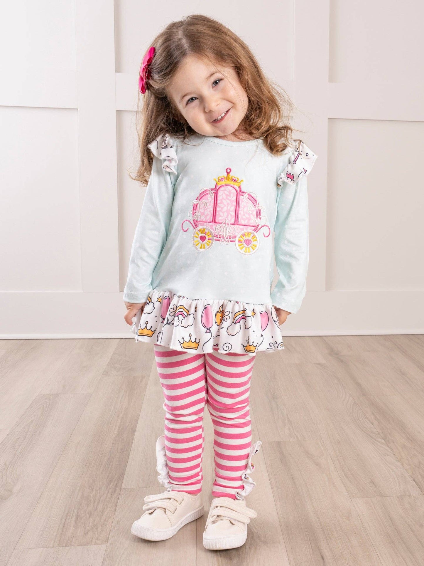 Pink & Light Blue Princess Carriage Ruffle Outfit