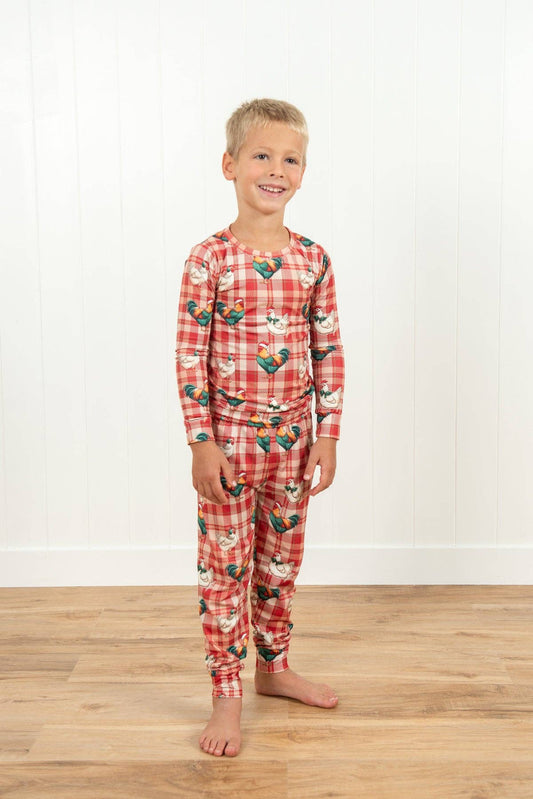 Christmas Chicken Plaid Toddler/Youth Pajama Set