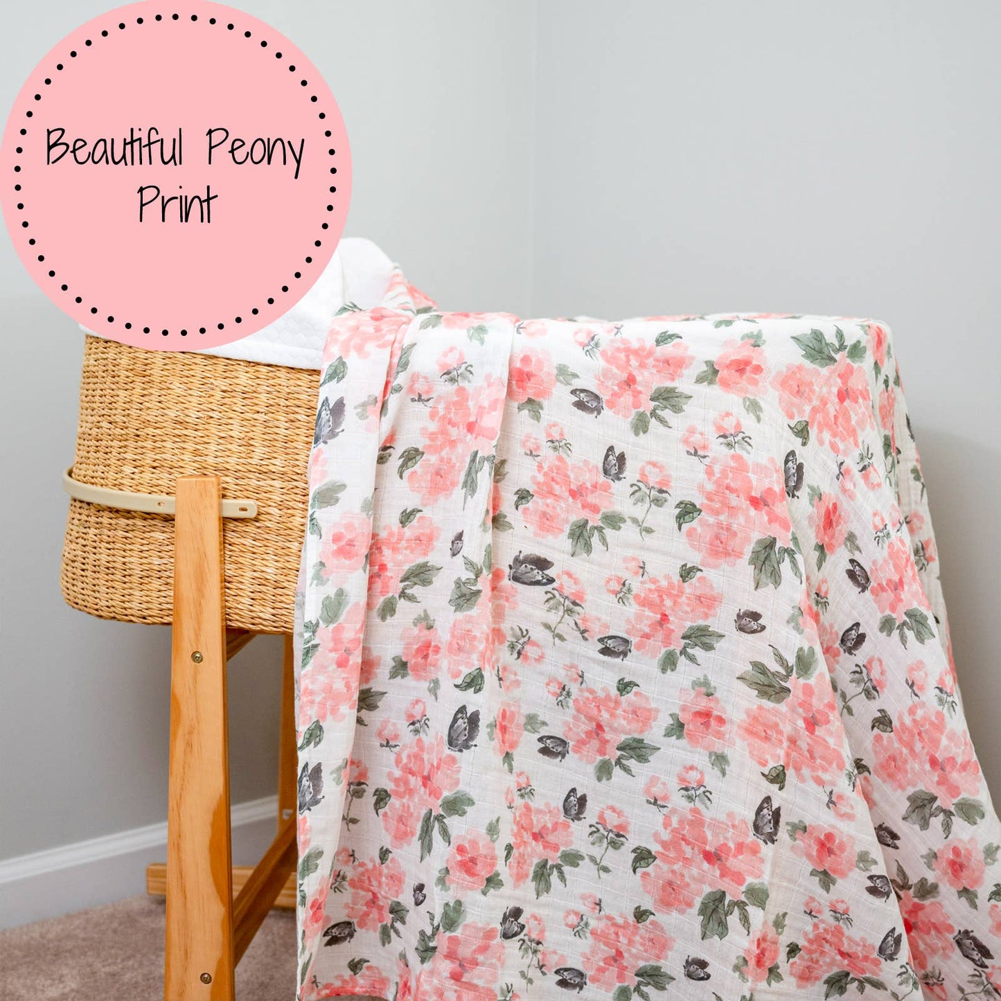 LollyBanks - Pretty in Peony Baby Swaddle Blanket