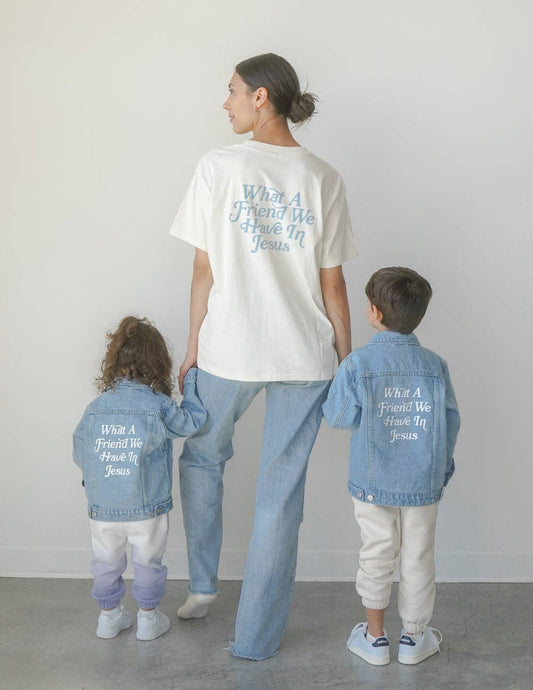 Elevated Faith - What a Friend in Jesus Kids Denim Jacket