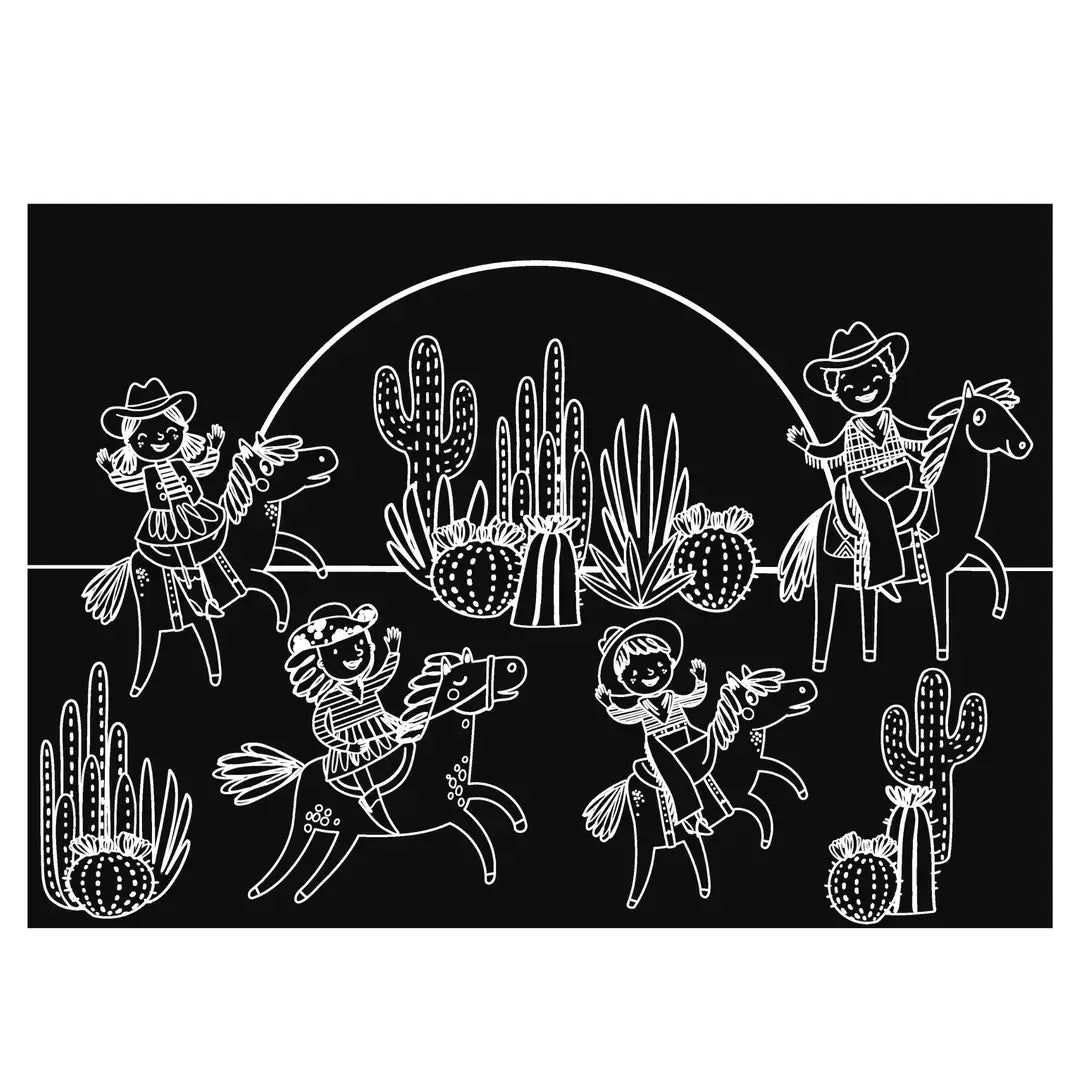 Imagination Starters - Reusable Coloring Placemat Cowboy 12x17