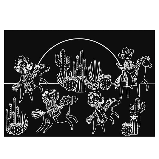 Imagination Starters - Reusable Coloring Placemat Cowboy 12x17