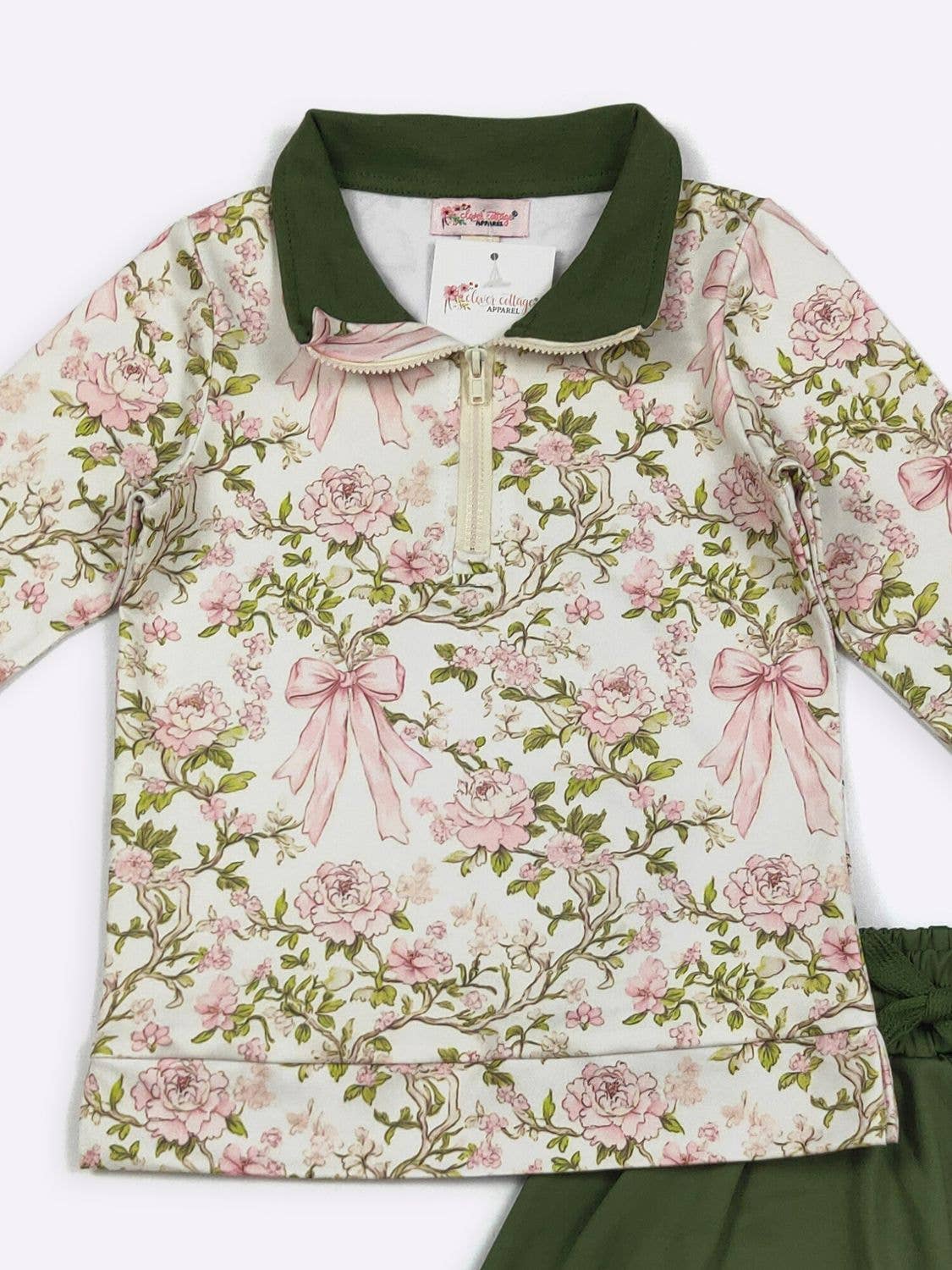 Clover Cottage - Rose Vine Bow Girls Skort Set