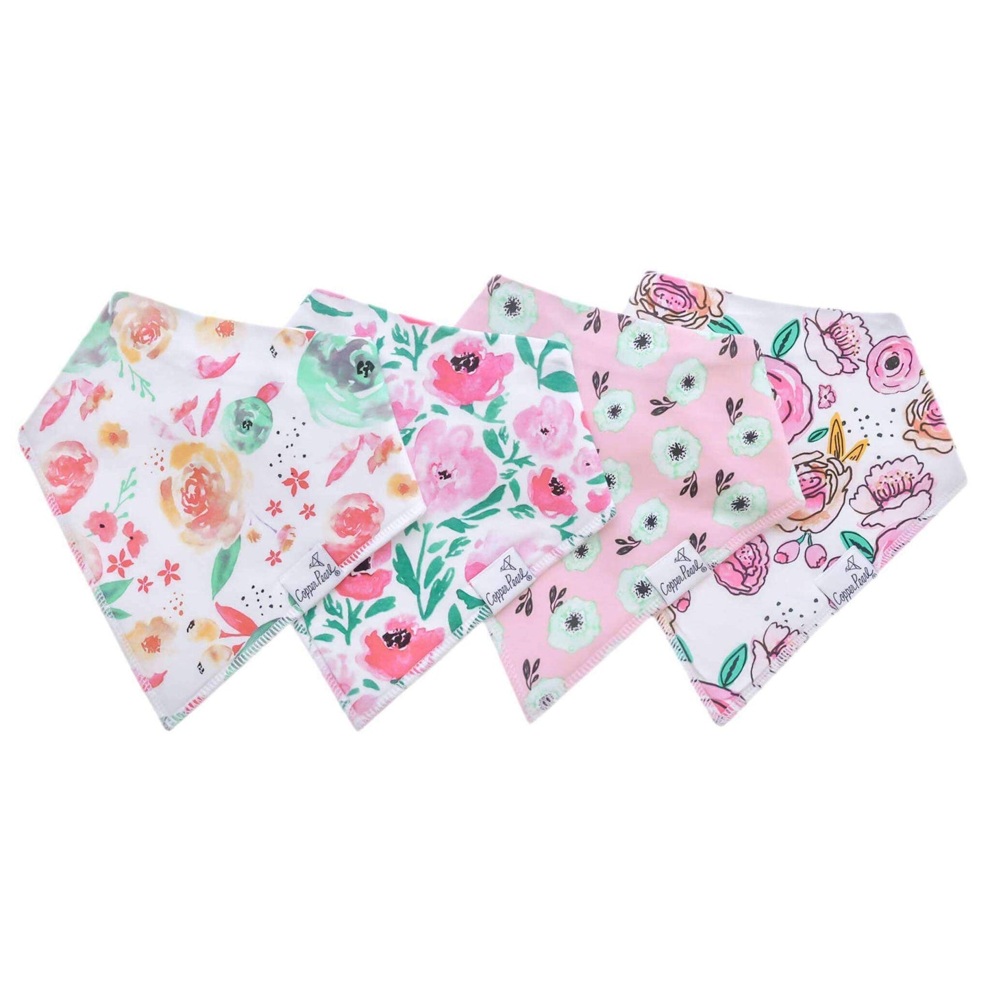 Copper Pearl - 4 Pack Baby Bandana Bibs - Bloom