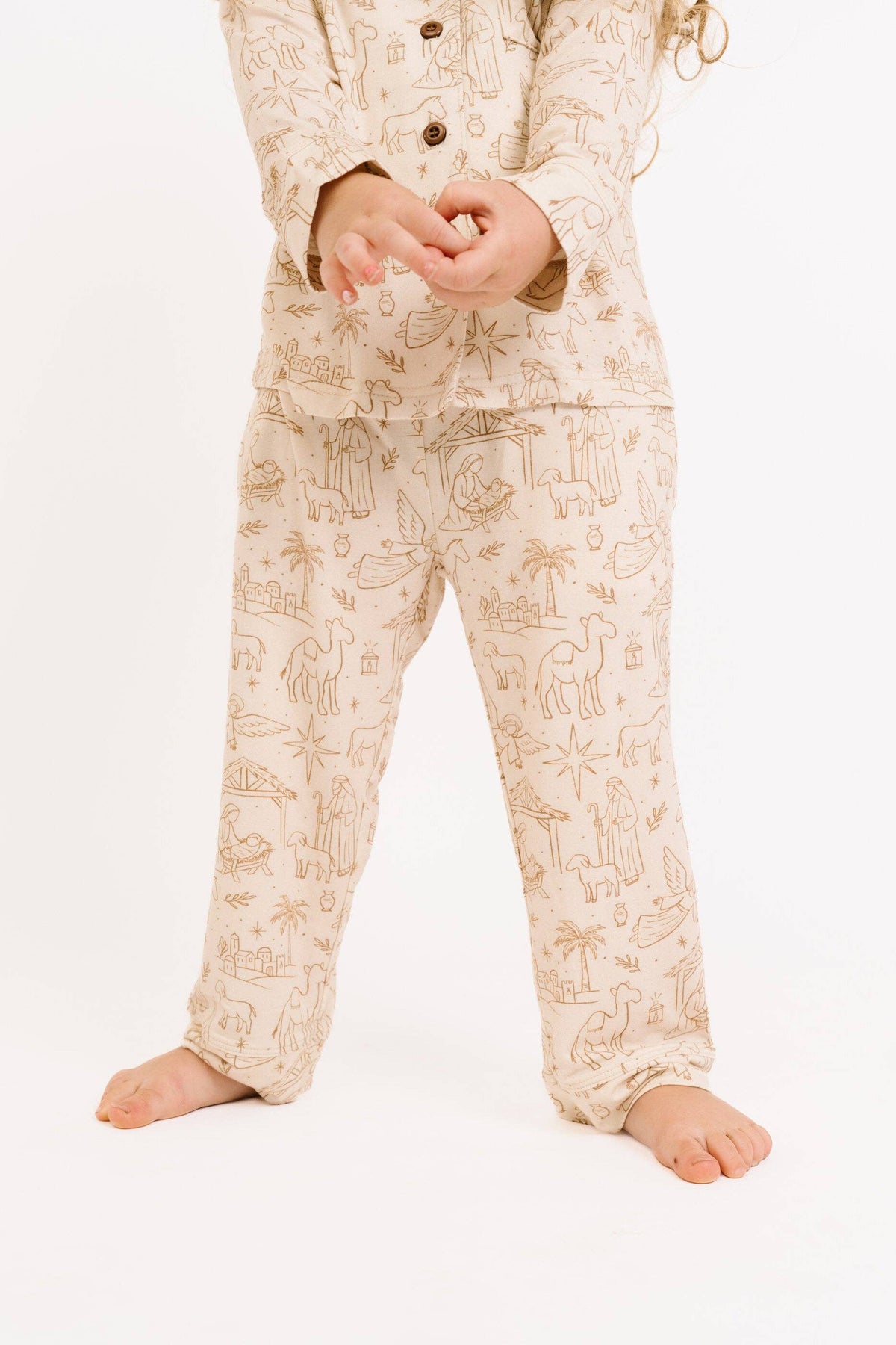 Nativity Kid Long Sleeve Bamboo Button Up Set