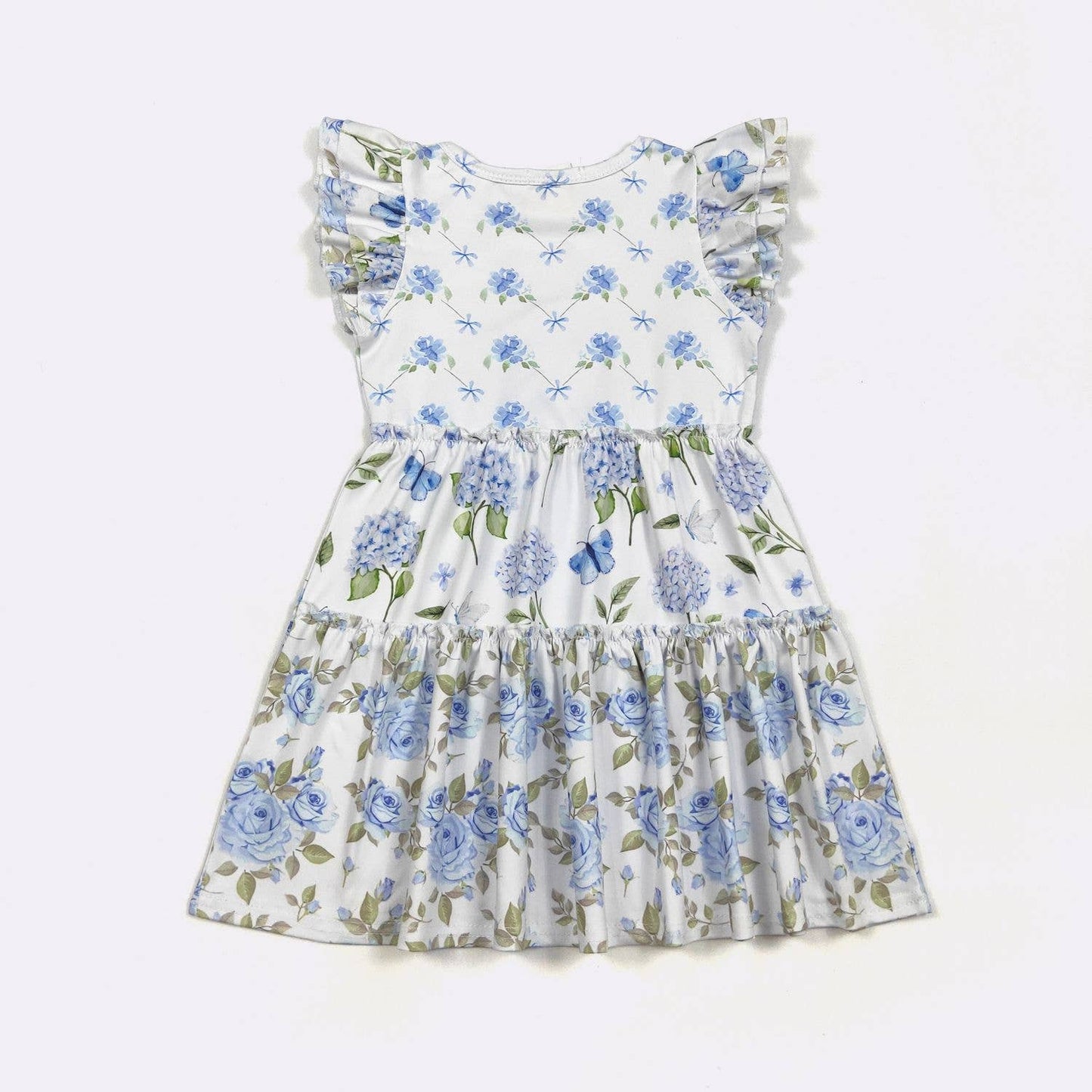 Blue Hydrangea Tier Girls Dress