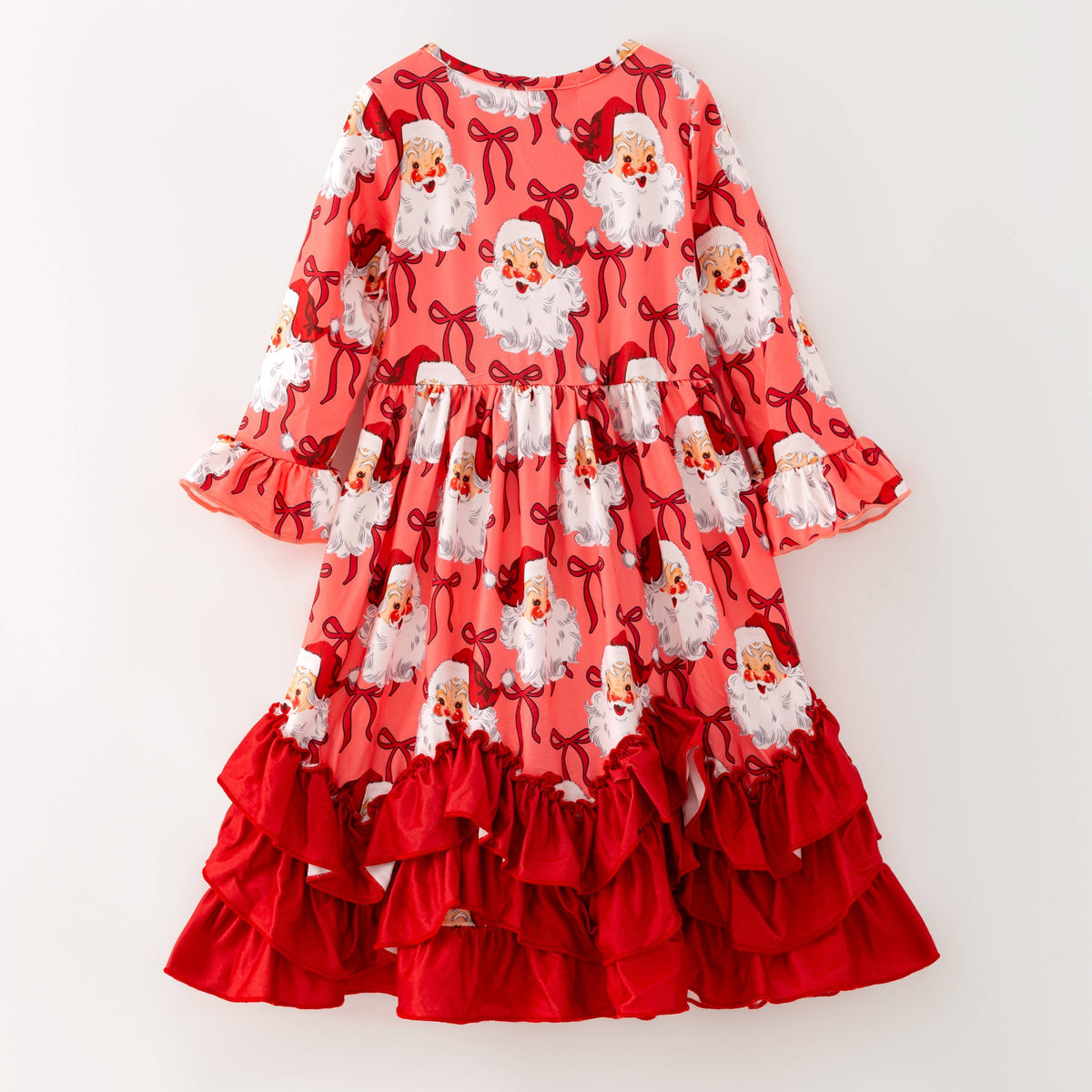 Red Ruffle Santa Maxi Girls Dress