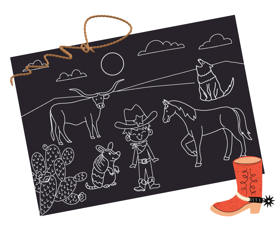 Imagination Starters - Chalkboard Western Coloring Placemat 12x17