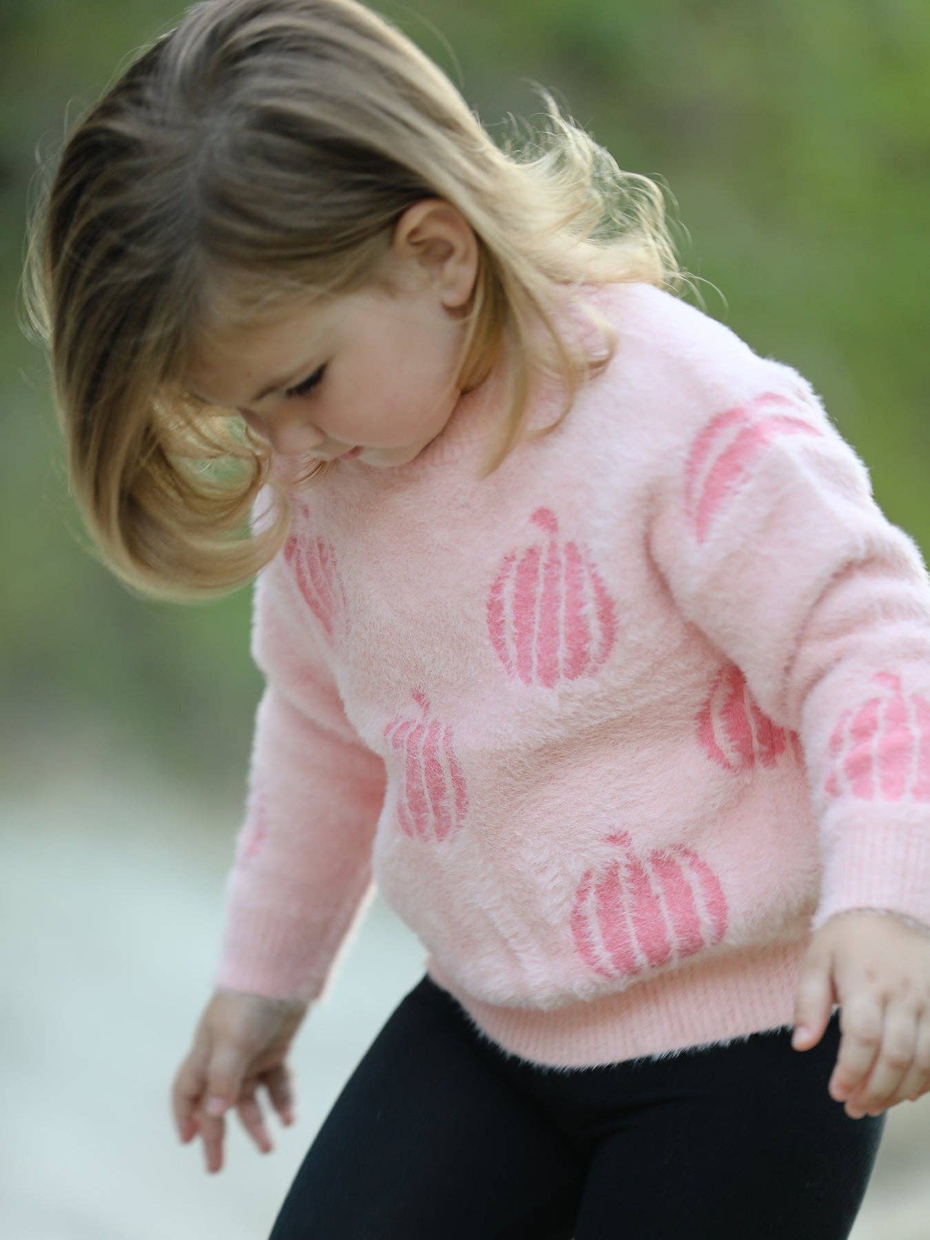 Rylee Faith Designs - Fall Pumpkin Pink Girls Pullover Sweater