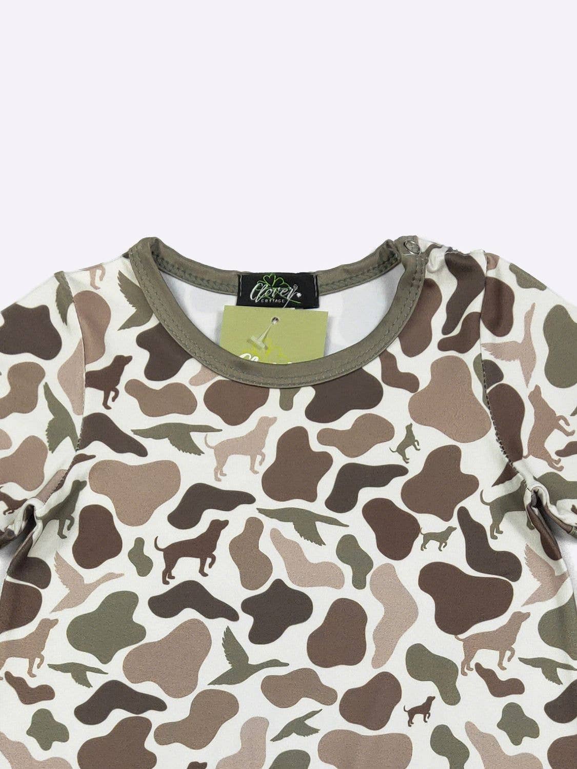 Clover Cottage - Camo Hound Boy Romper