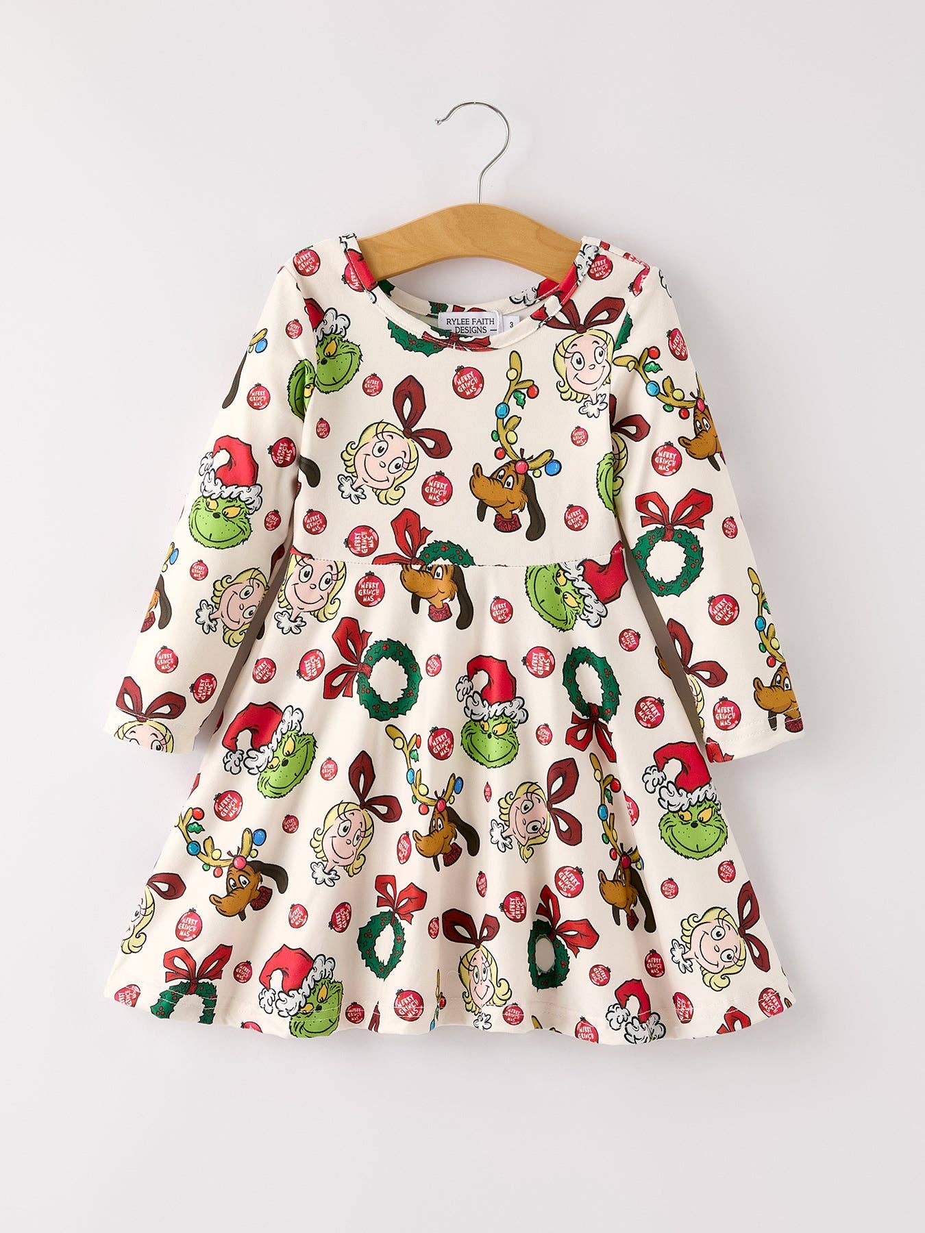 Rylee Faith Designs - Winter Christmas Character Colorful Print  Girls Dress