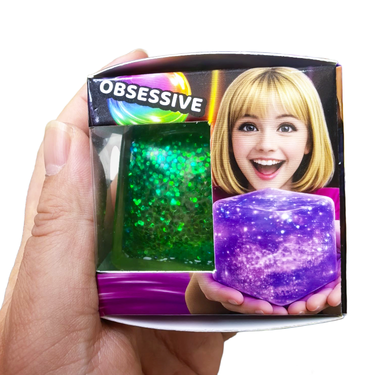 Novelty Brands - Fun Doh Squish & Squeeze Sparkle Cube Fidget Toy- 12/Display