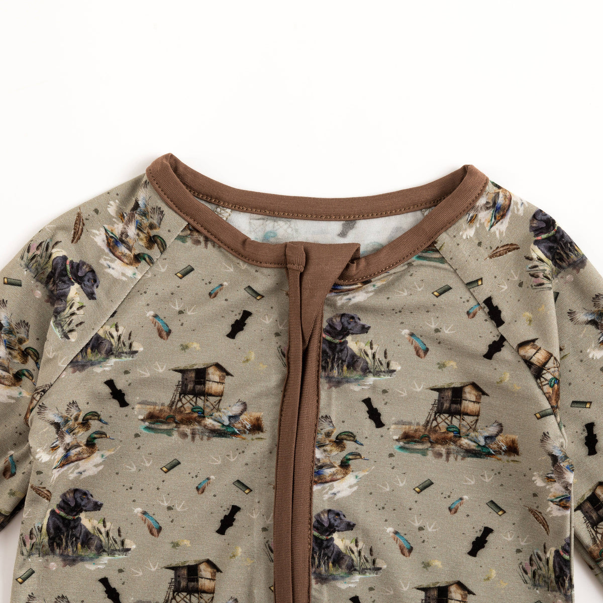 FancyPrince - Thatched cottage and rural dog Bamboo Zipper Romper Pajamas
