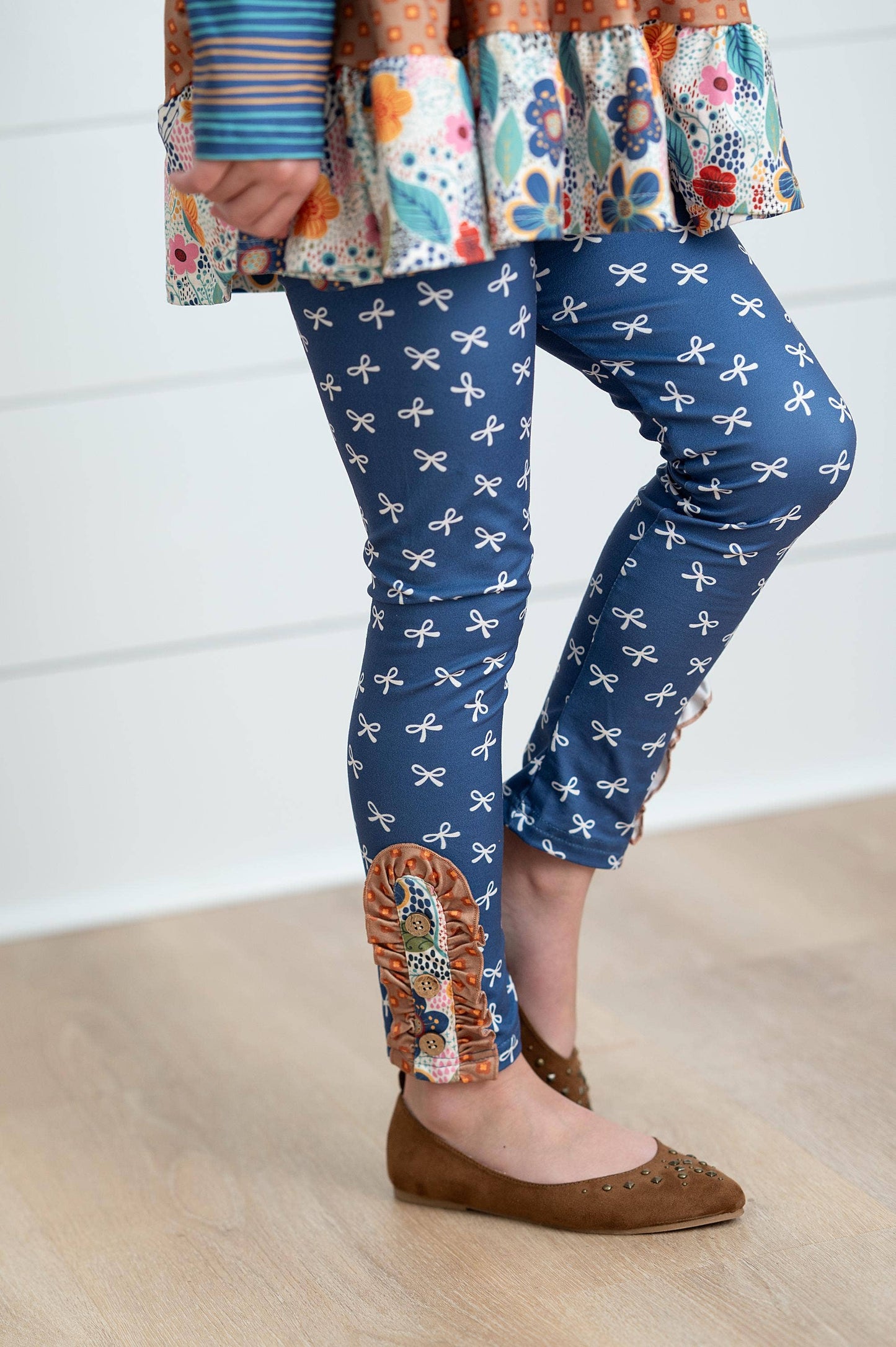 Adorable Sweetness - Girls Fall Blue Midnight Honey Ruffles 3 Tiered Pant Set