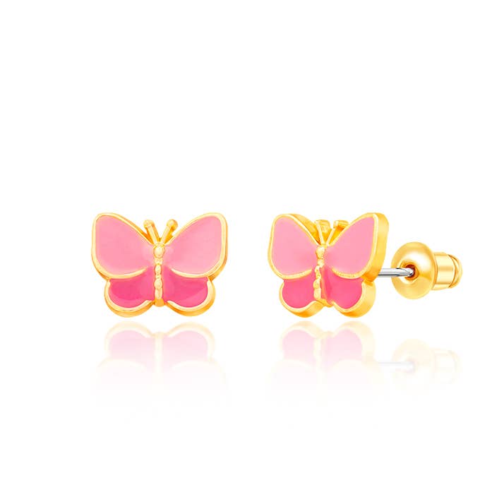 Girl Nation - Sweet Pink Butterfly | Cutie Stud Earrings for Girls