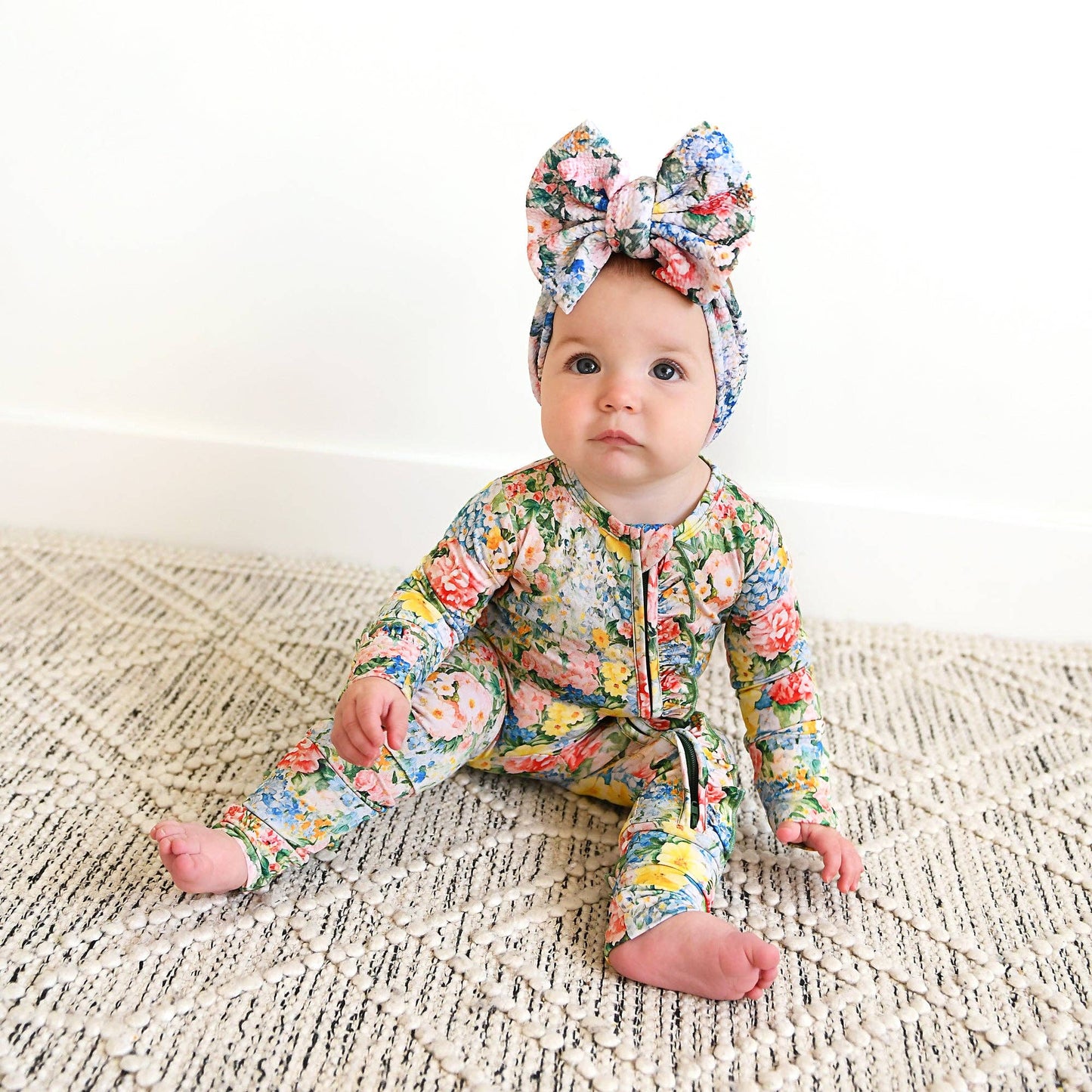 Joanna RUFFLE ZIP Bamboo One Piece Floral Baby Clothing