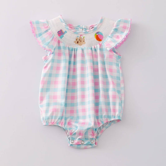 Clover Cottage - Beach Smocked Baby Romper