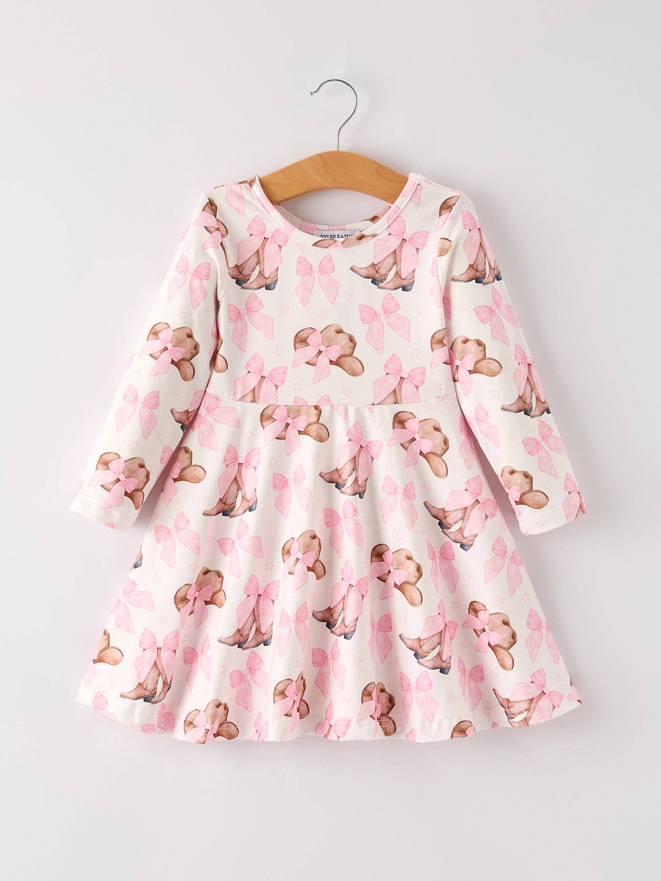 Autumn Western Girls Bow Milk Silk Long Sleeve Dress