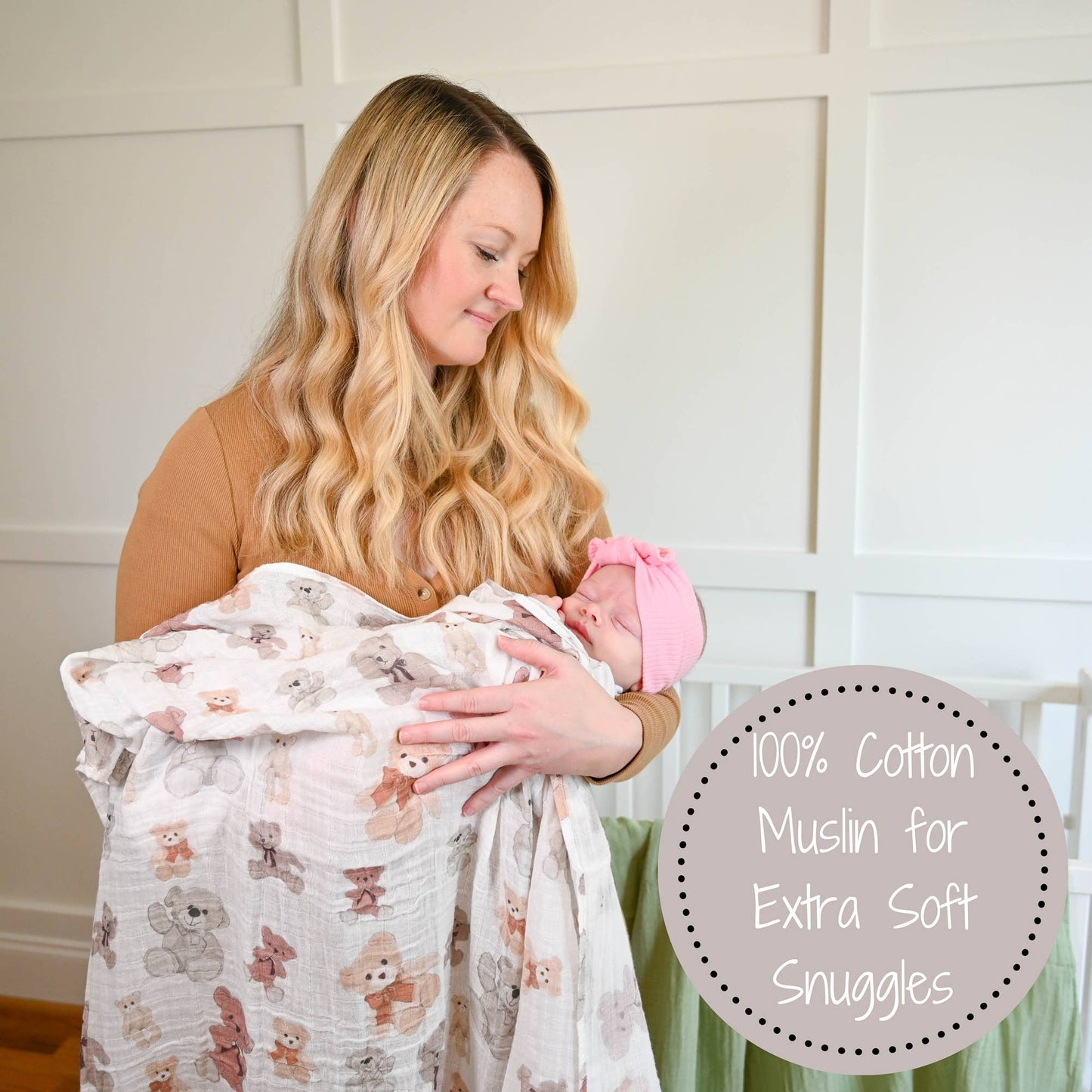 LollyBanks - Bear Hugs Baby Swaddle Blanket