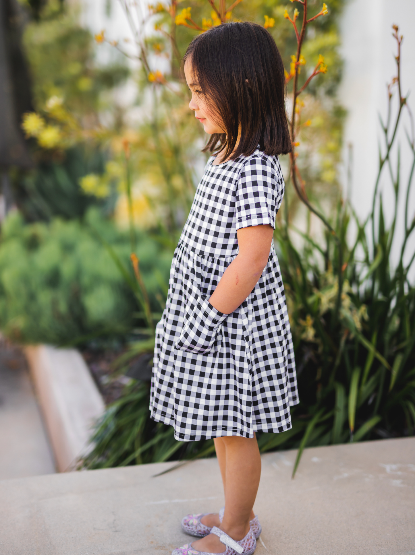 Gingham Girls Pocket Dress