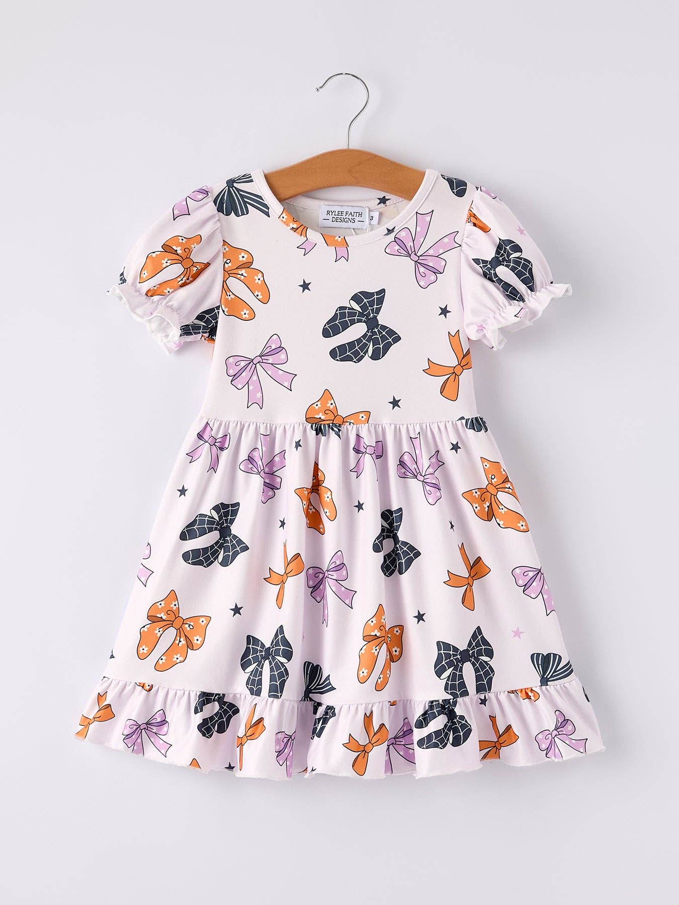 Rylee Faith Designs - Halloween Bow Print Cute Girls Dress