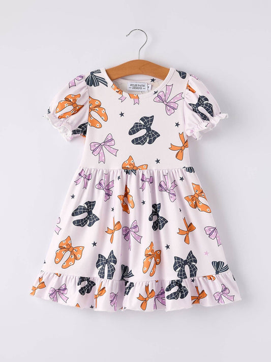 Rylee Faith Designs - Halloween Bow Print Cute Girls Dress
