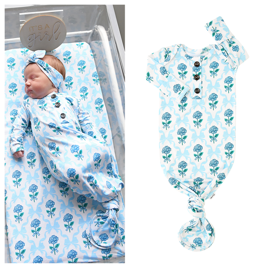 Savannah GOWN Bamboo Floral Baby Newborn Coming Home Outfit