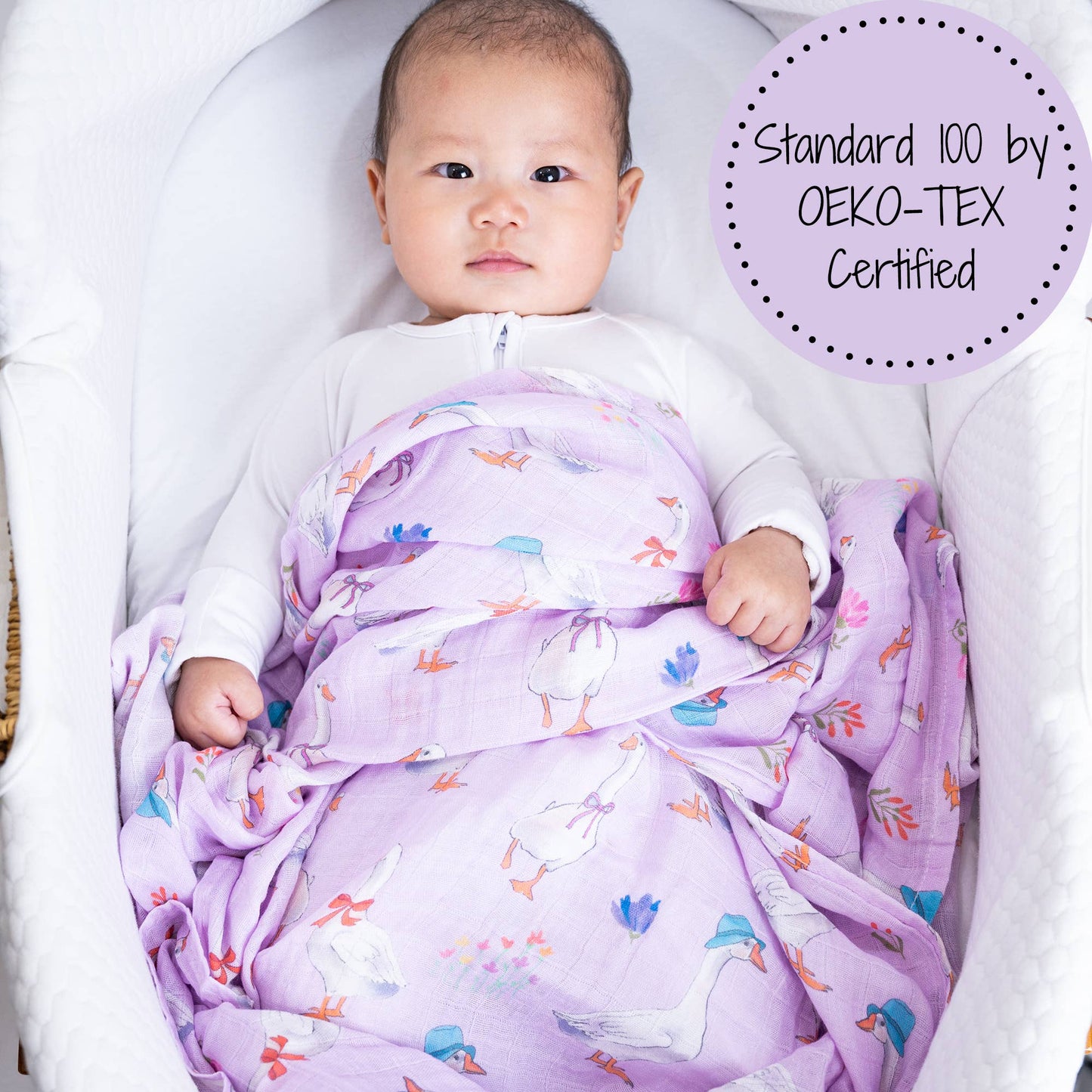 LollyBanks - Cute Goose Baby 100% Cotton Muslin Swaddle Blanket