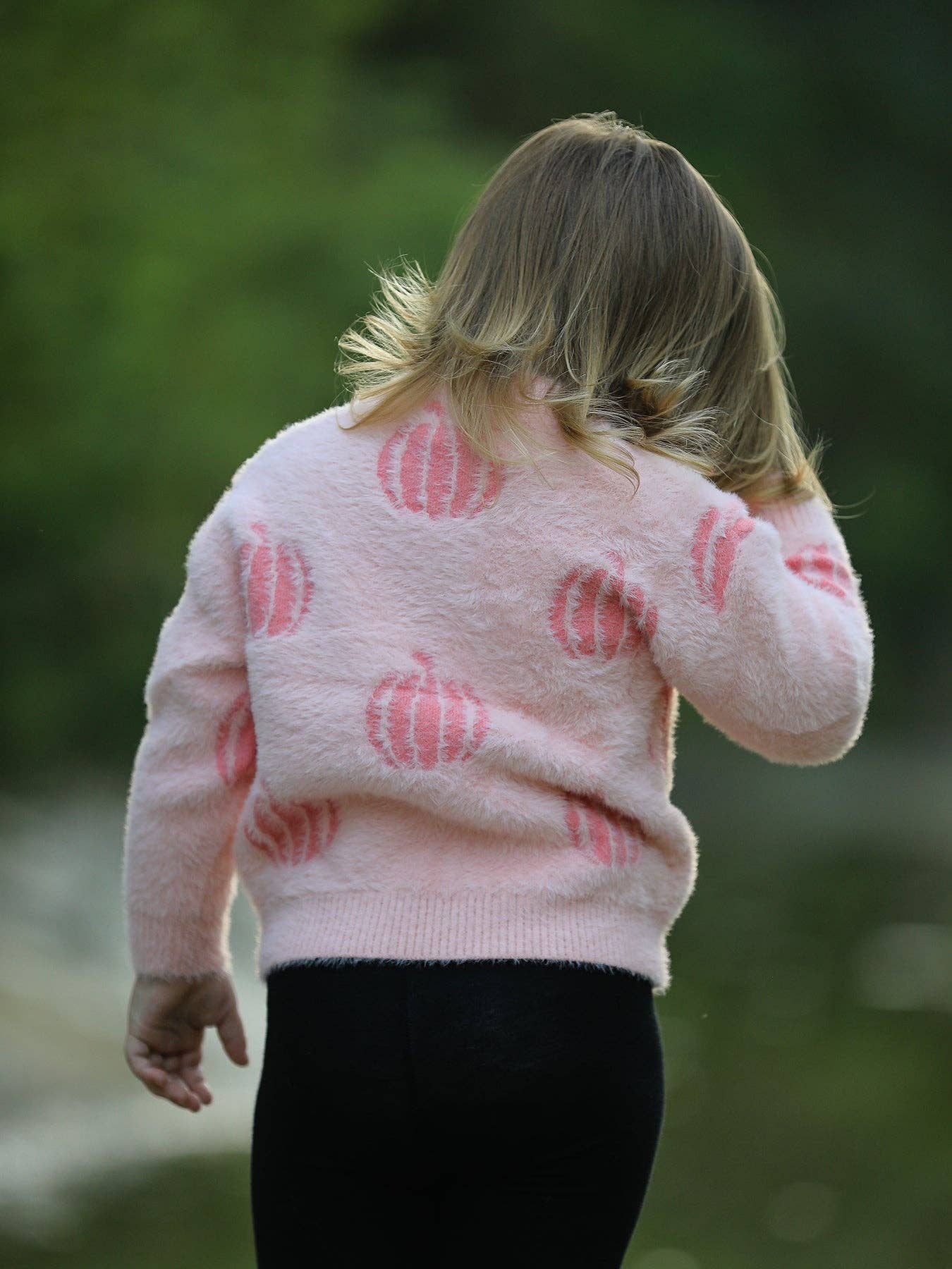 Rylee Faith Designs - Fall Pumpkin Pink Girls Pullover Sweater