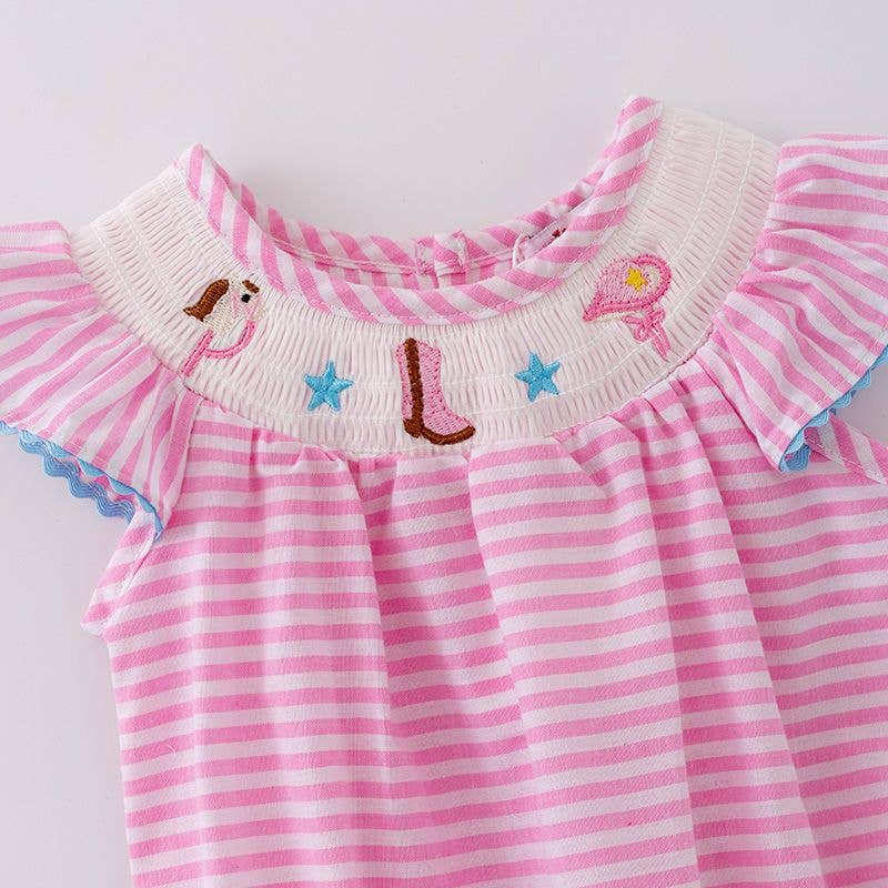 Cowgirl Smocked Baby Romper