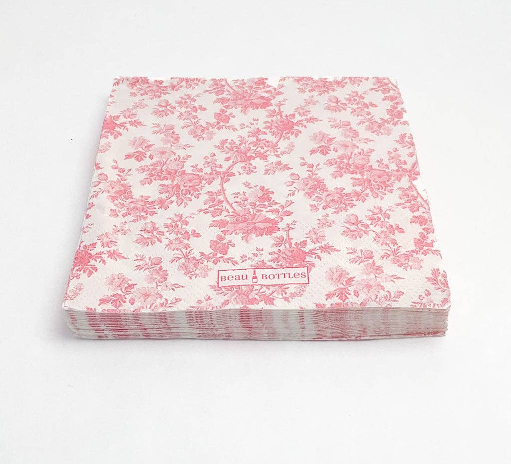 Beau Bottles - Beau Bottles Pink Floral Cocktail Napkins