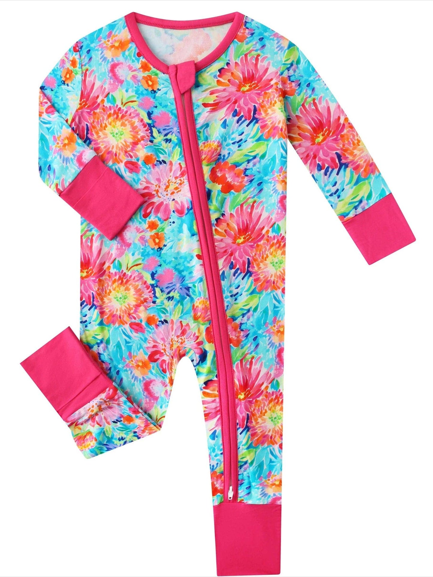 Charlie's Project Kids - Posh TOT Coral Garden Bamboo Baby Convertible Zippy Romper