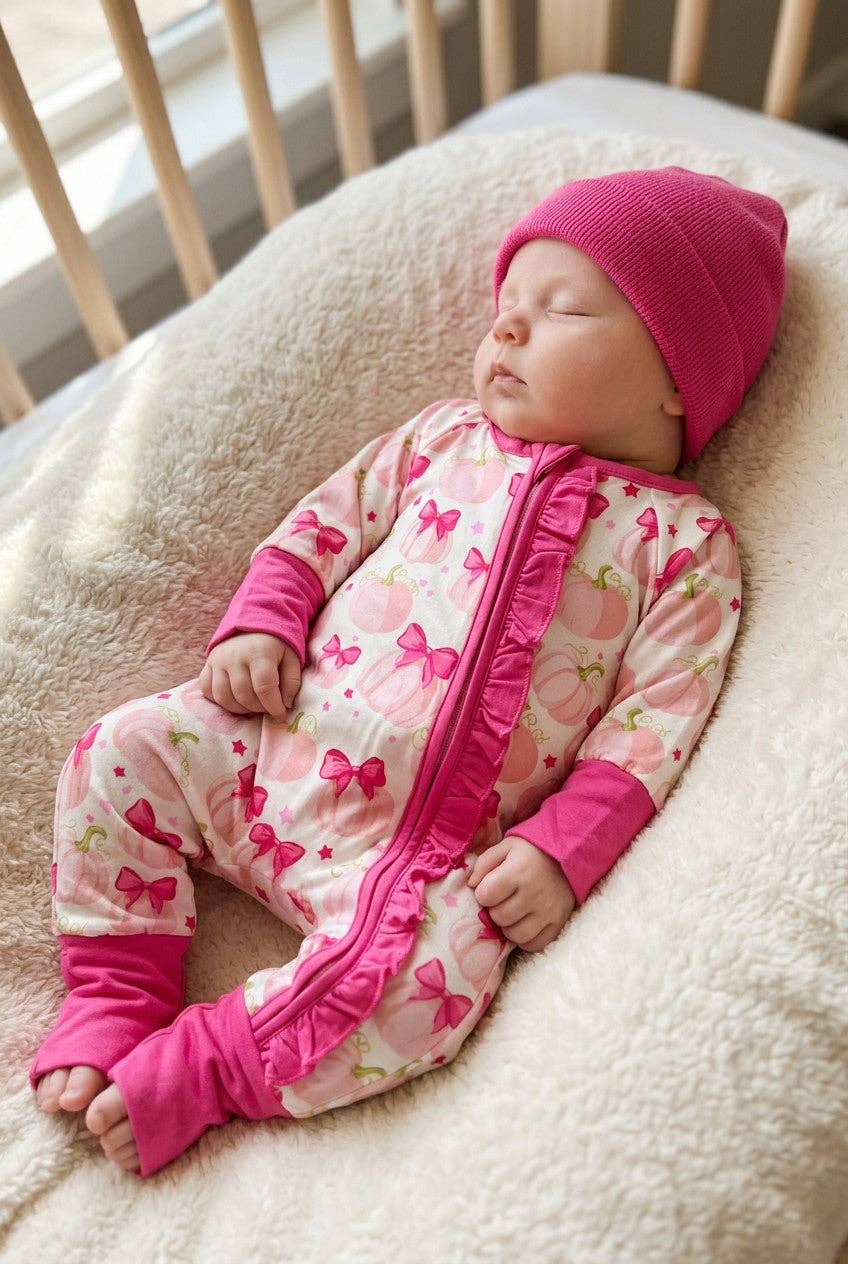 Kids Charm Online - Pumpkin printed girls baby romper. LR0505-23-AMY