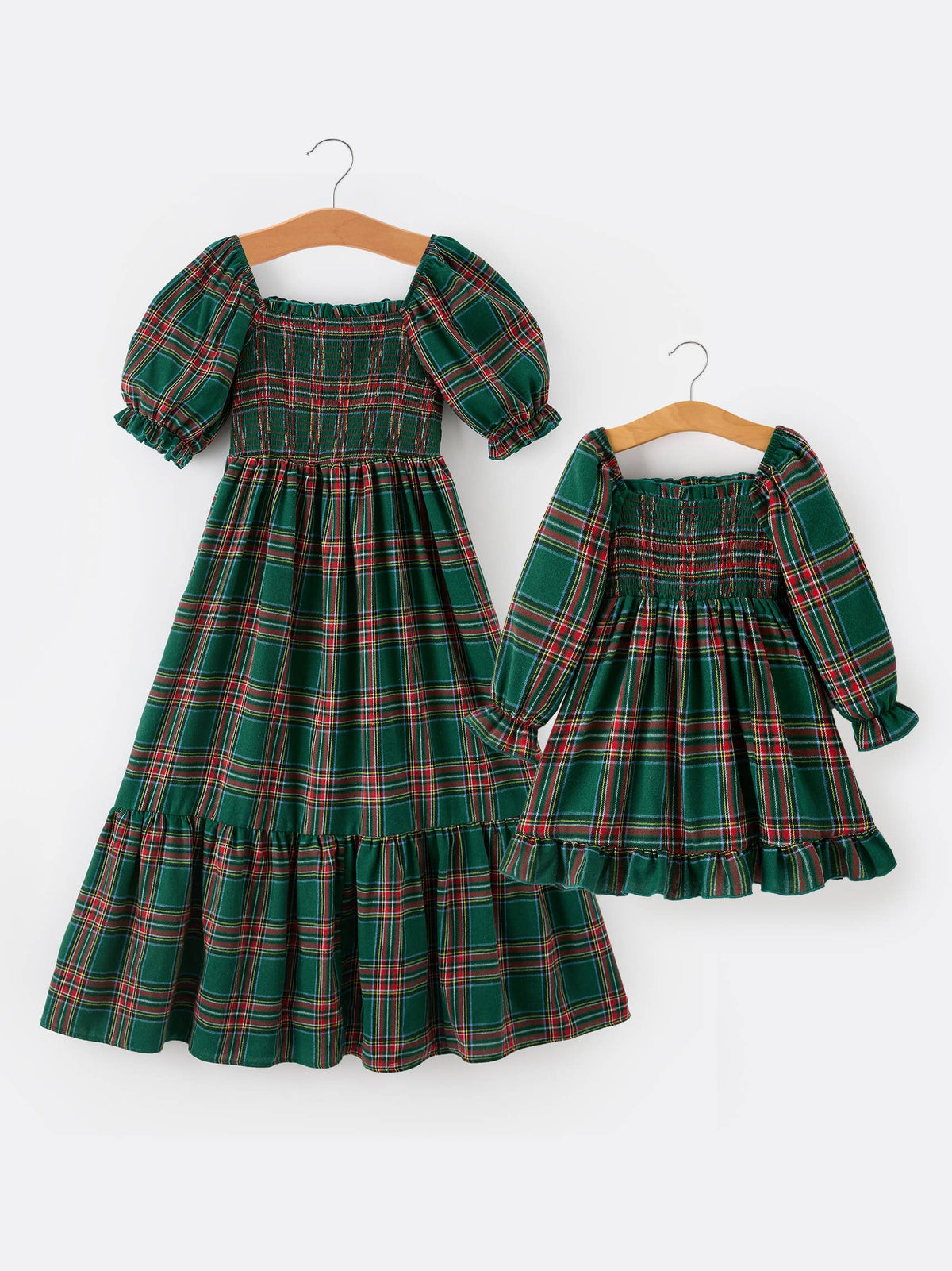 Rylee Faith Designs - Christmas Green Plaid Mommy and Me Matching Dress