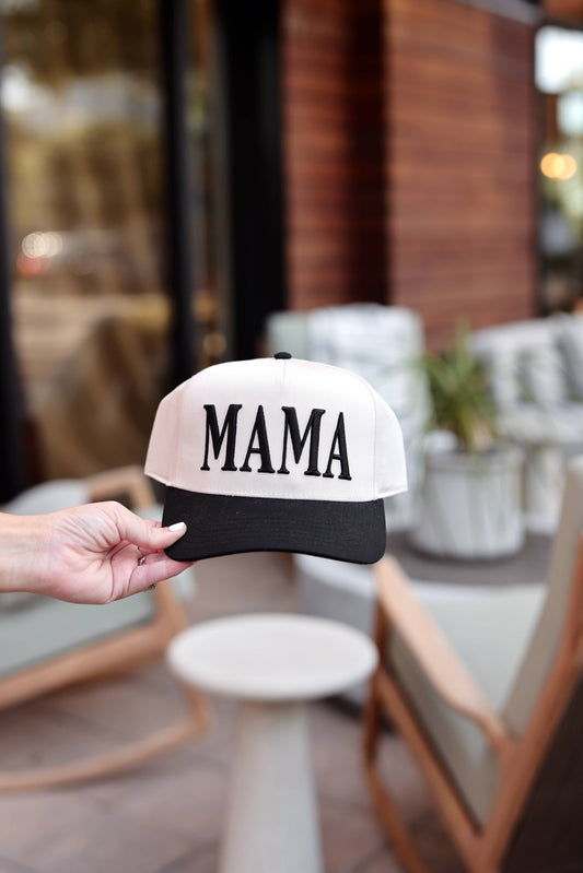 Mama 3D Embroidery - Natural/Black Trucker Hat