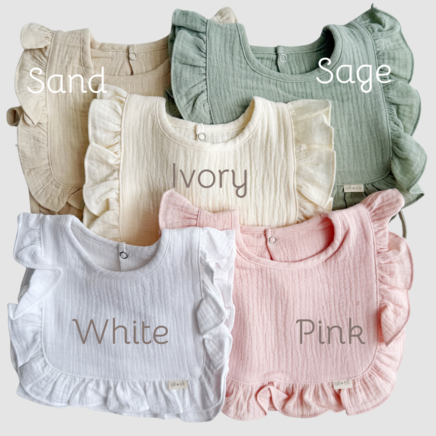 Ali+Oli - Muslin Cotton Ruffle Baby Bib (White)