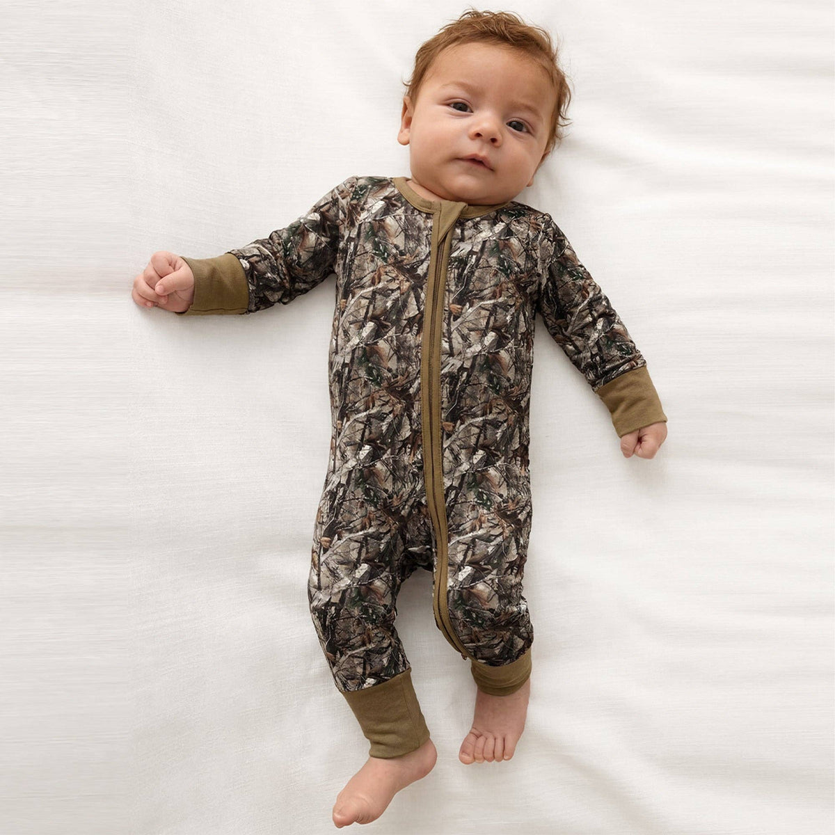 FancyPrince - Retro Leaves Bamboo Zipper Romper Pajamas