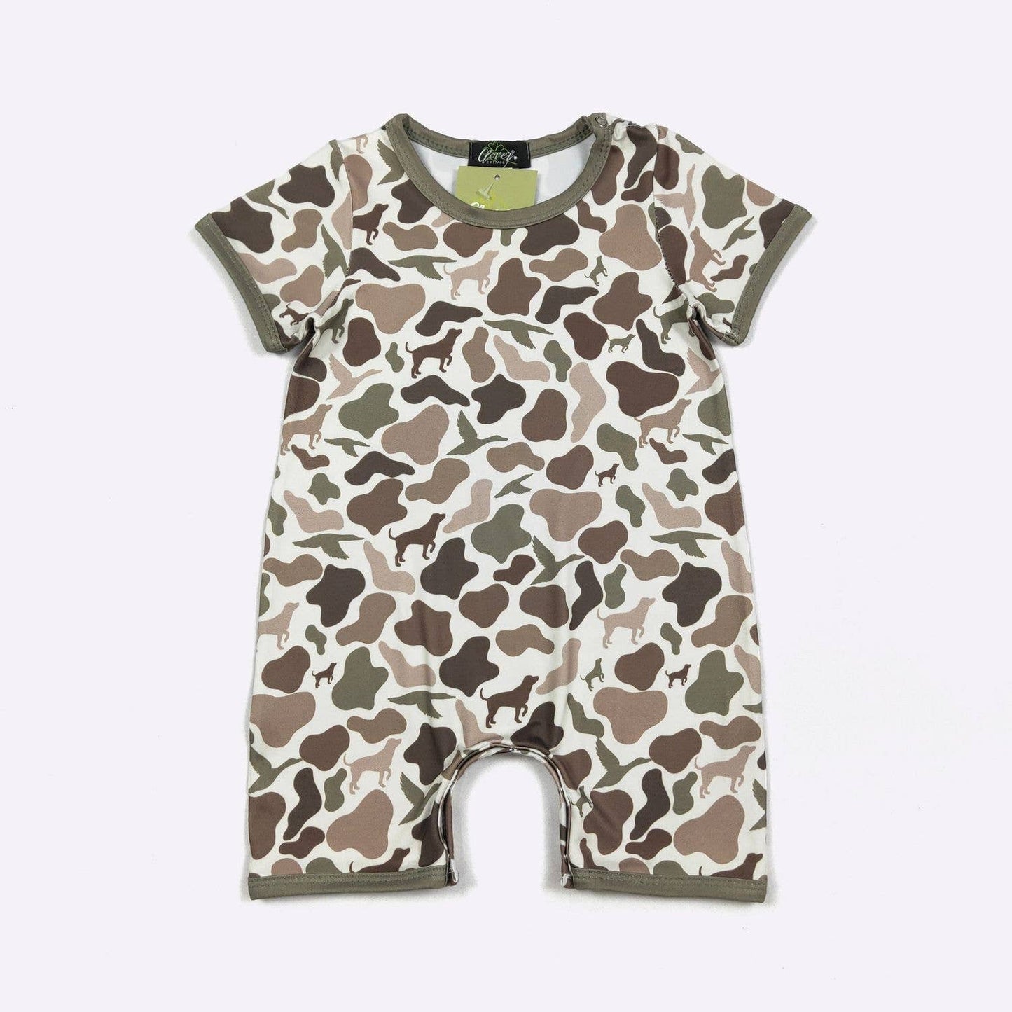 Clover Cottage - Camo Hound Boy Romper