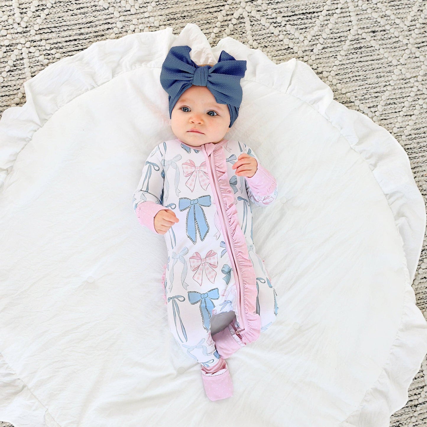 Samantha Bows RUFFLE ZIP Bamboo Sleeplies Little Outfit