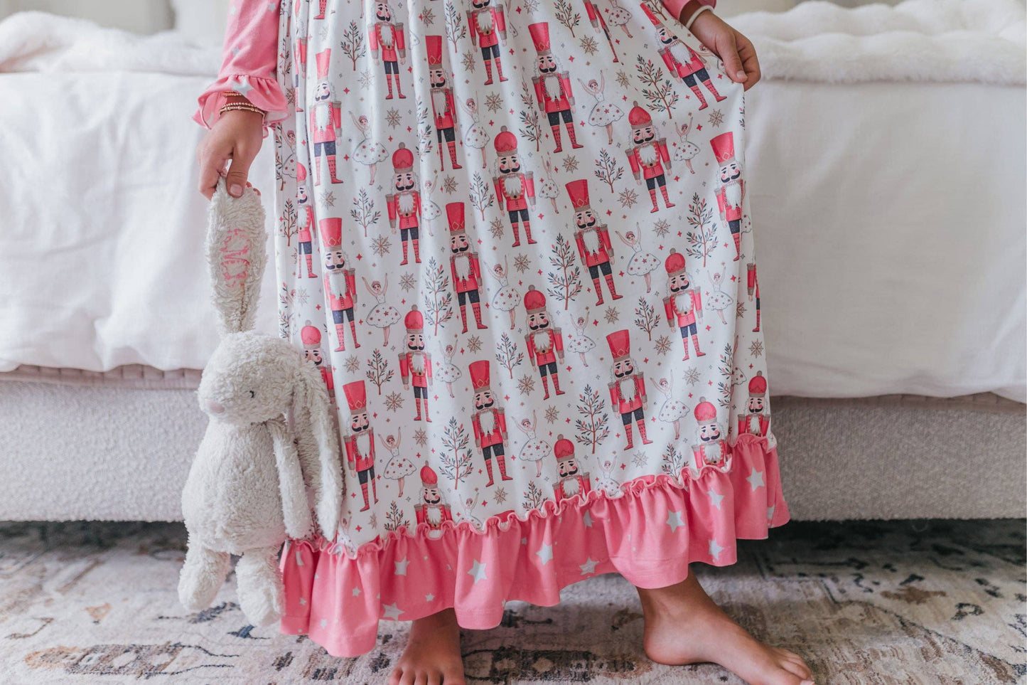 Oopsie Daisy - Girls Pink Star Nutcracker Christmas Holiday Lounge Gown