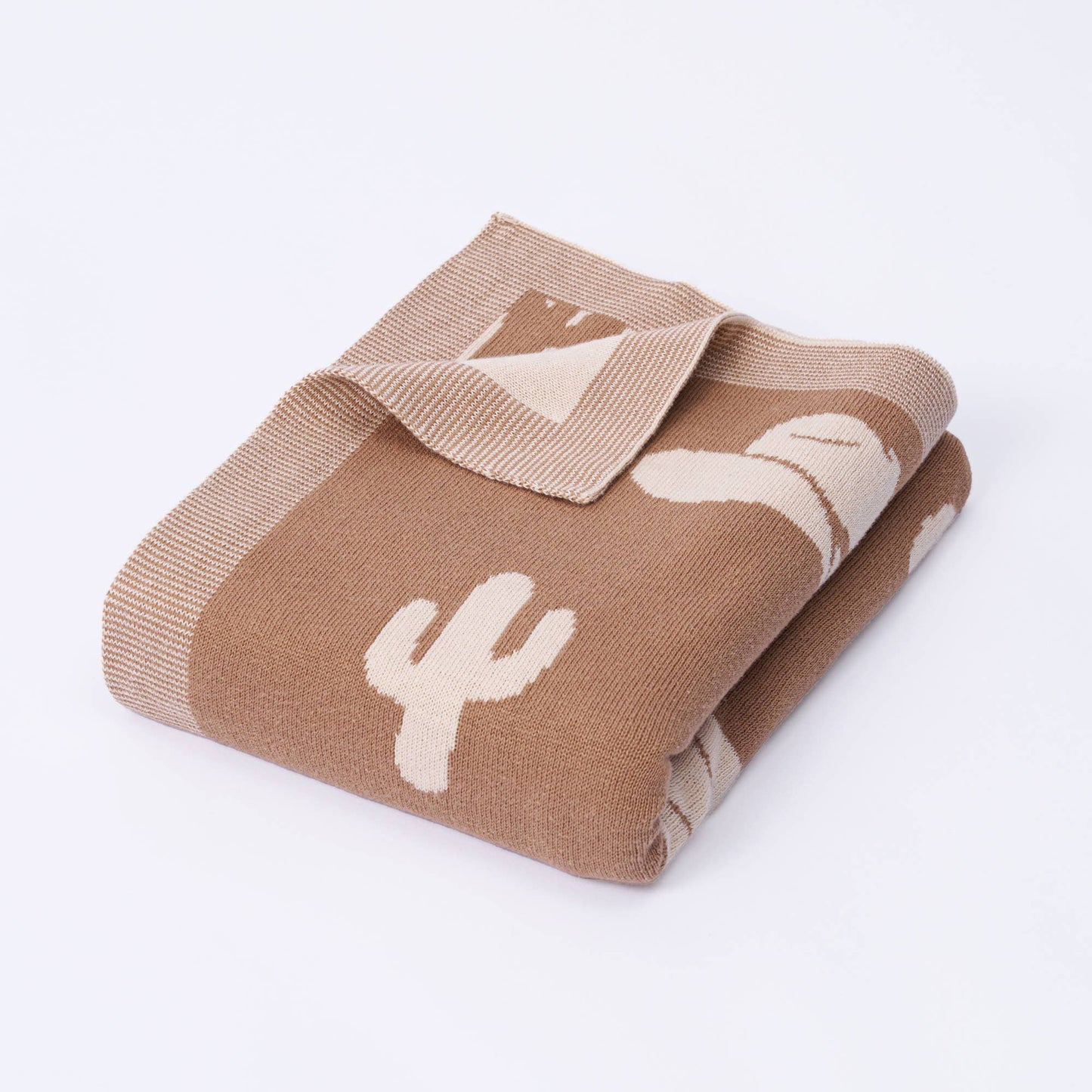 SWaddle AN - 100% Cotton Western Baby Blanket, Knitwear 2 Sides Cactus