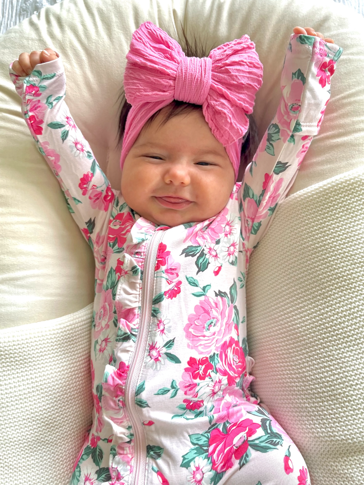 SpearmintLOVE - 2-Way Zip Ruffle Footie, Pink Splendor
