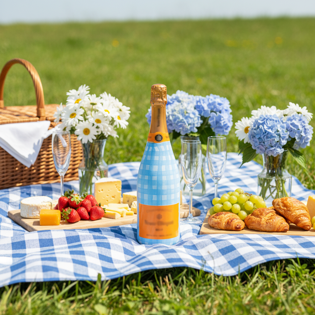 Beau Bottles - Beau Bottles Powder Blue Picnic Gingham- Champagne Collection
